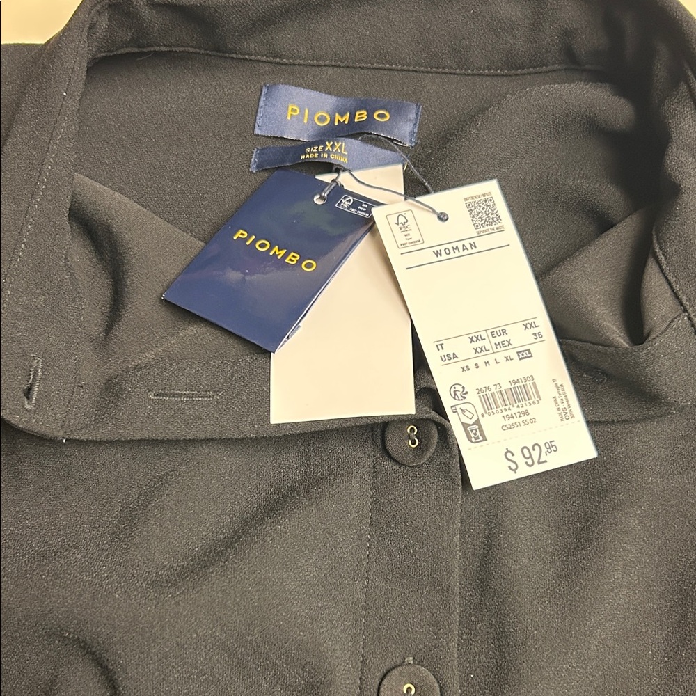 Piombo Charcoal Button-Down Dress XXL
